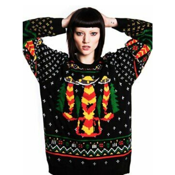 Killstar Sweaters - Killstar alien Christmas sweater dollskill oversized